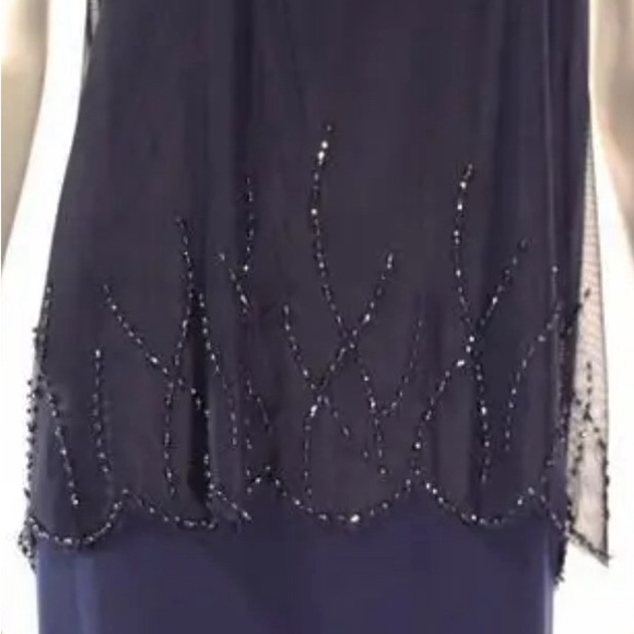 SL Fashion Navy Dress Beaded sleeveless size 16 - Picture 2 of 5